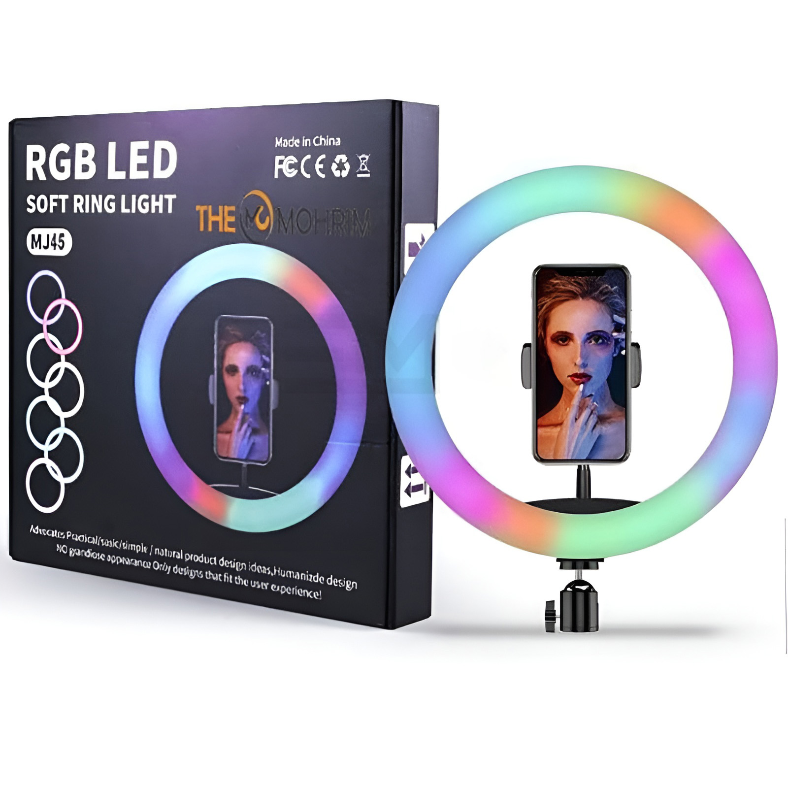 رینگ لایت حرفهای MJ45 RGB با افکتهای نوری رنگی