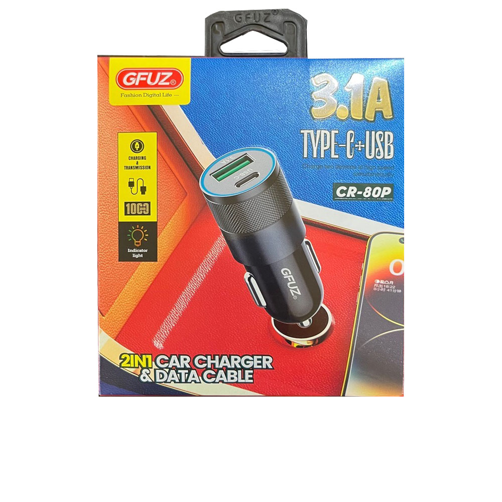 شارژر فندکی ماشین برند جی فوز مدل GFUZ CR-80P