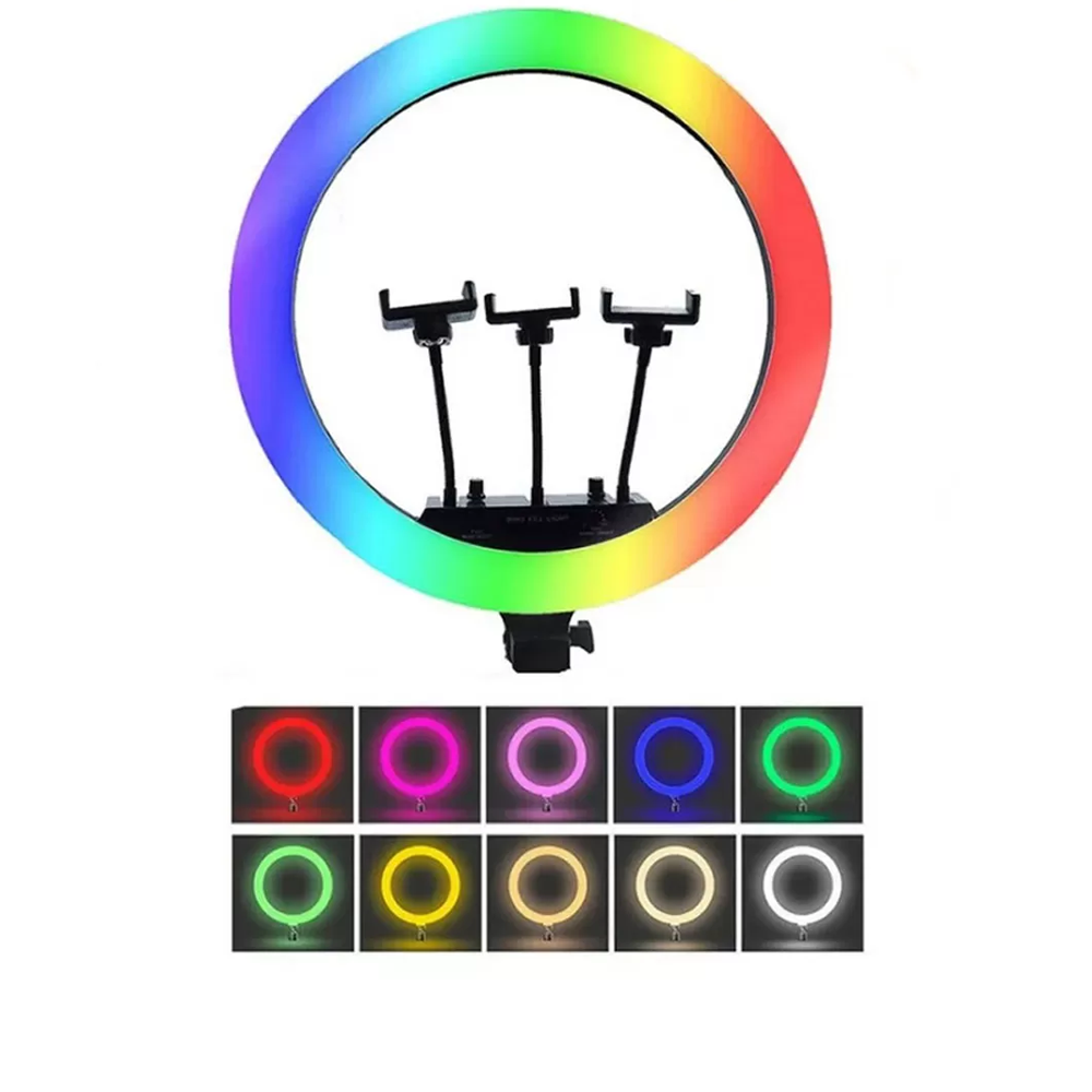 رینگ لایت RGB مدل 3D-56 با نورهای رنگی و افکتهای نوری متحرک