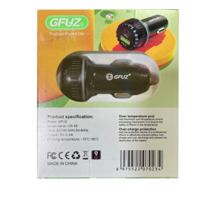 شارژر فندکی جی فوز GFUZ CR-45 20W , QC3 دو خروجی USB و تایپ سی